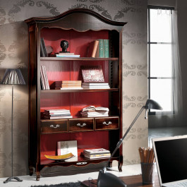 Libreria con faretti e 4 ripiani in vetro, dettaglio frontalino
