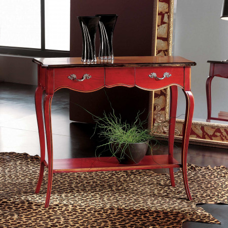 Consolina 700 in legno ciliegio con dettaglio gambe sagomate