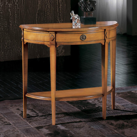 Consolina mezzaluna classica in legno ciliegio
