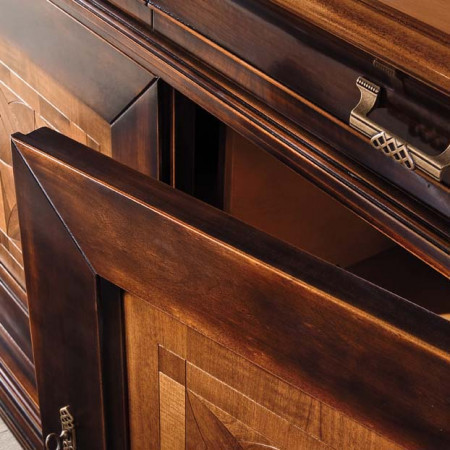 Sala intarsio quadrifoglio in legno con tavolo rettangolare