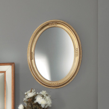 Specchiera ovale con cornice in foglia oro