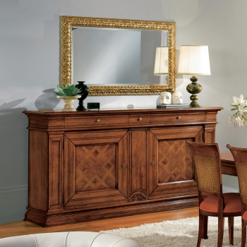 Credenza 2 porte 3 cassetti con intarsi in legno
