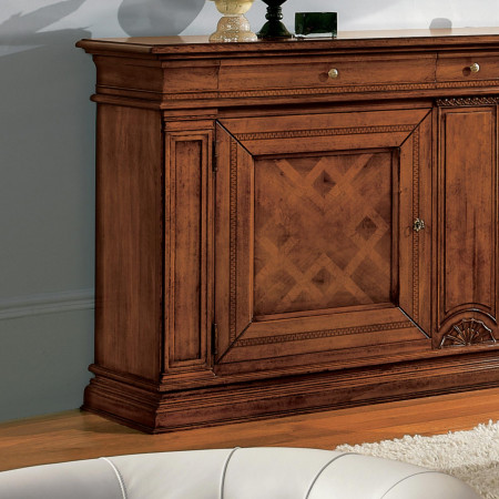 Credenza 2 porte 3 cassetti in legno tiglio con intarsi