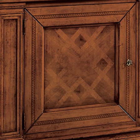 Dettaglio intarsio porta credenza 2 porte 3 cassetti