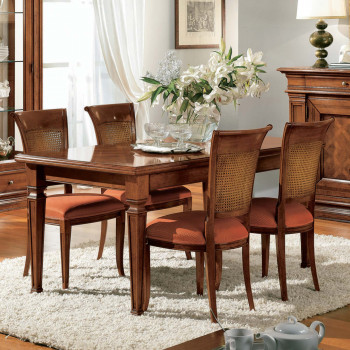 Tavolo quadrato allungabile in legno, intarsi noce