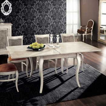 Tavolo libro allungabile ambientato con piano in noce tanganika