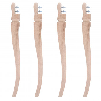 Set di 4 gambe a sciabola, dettaglio legno grezzo