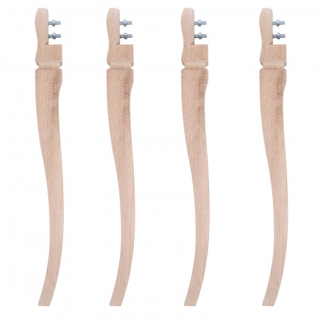 Set di 4 gambe a sciabola, dettaglio legno grezzo