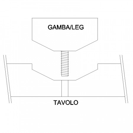 Set di 4 gambe a sciabola in legno, attacco visibile