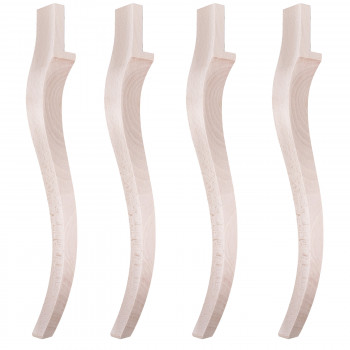 Set di 4 gambe a sciabola in legno massello di faggio