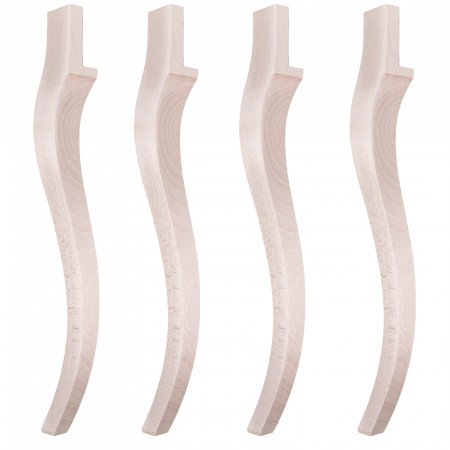 Set di 4 gambe a sciabola in legno per tavolo