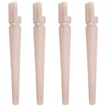 Dettaglio set di 4 gambe a spillo in legno massello