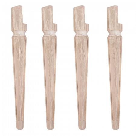 Set di 4 gambe a spillo in legno massello con fresata