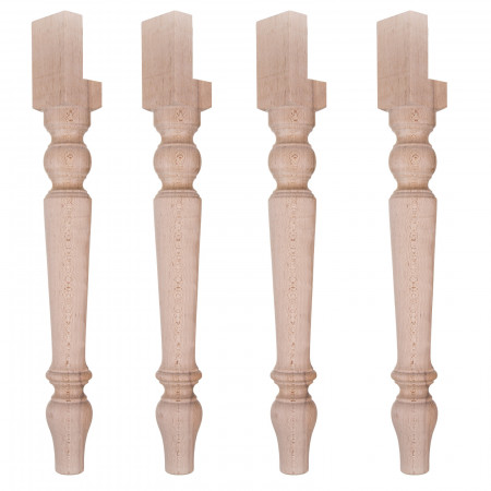 Set di 4 gambe tornite in legno per tavolo