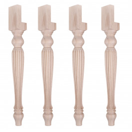 Set di 4 gambe tornite e rigate in legno per tavolo