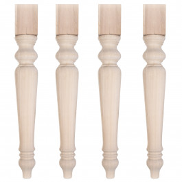 Set di 4 gambe tornite in legno per tavolo