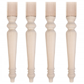 Set di 4 gambe tornite in legno massello, dettaglio