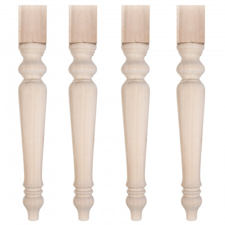 Set di 4 gambe tornite in legno per tavolo