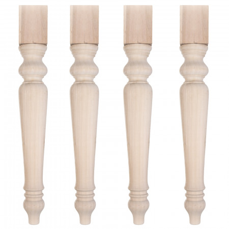 Set di 4 gambe tornite in legno massello, dettaglio