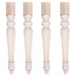 Set di 4 gambe tornite e rigate in legno per tavolo