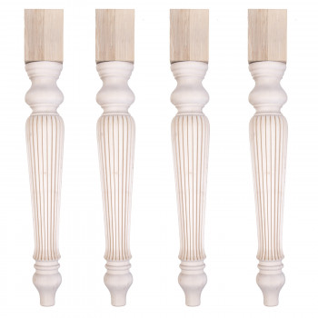 Set di 4 gambe tornite in legno faggio, dettaglio attacco