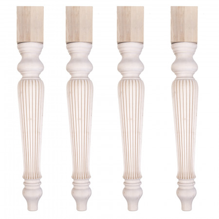 Set di 4 gambe tornite in legno faggio, dettaglio attacco
