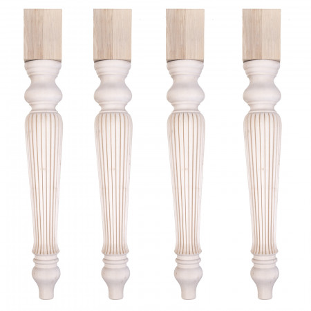 Set di 4 gambe tornite e rigate in legno per tavolo