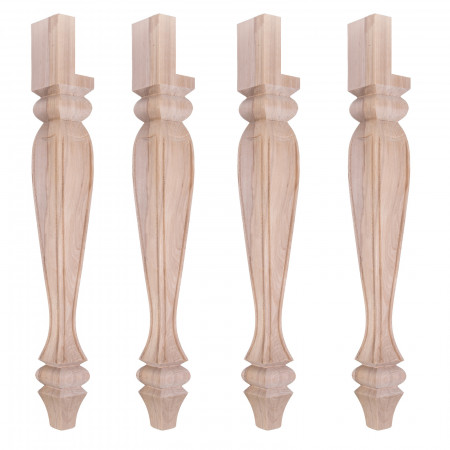 Set di 4 gambe a mongolfiera in legno di faggio grezzo
