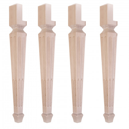 Set di 4 gambe a spillo in legno massello con decorazioni