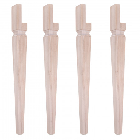 Set di 4 gambe a spillo in legno massello di faggio fresata