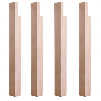 Set di 4 gambe quadrate in legno massello di faggio