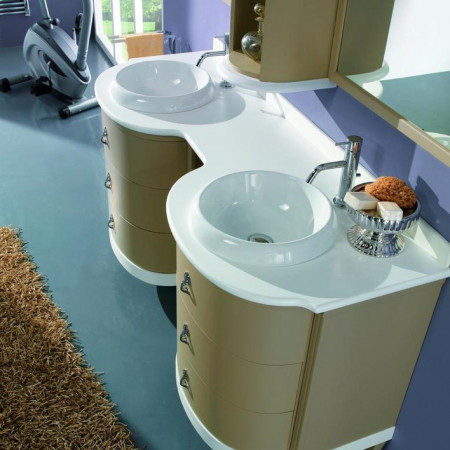 Mobile con doppio lavello decor 4, dettaglio cassetti e top