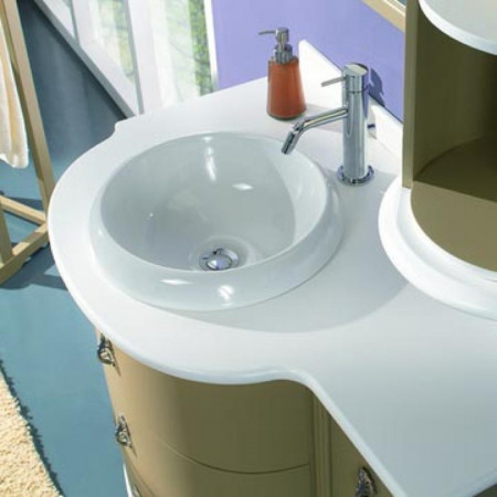 Mobile con doppio lavello decor 4, dettaglio lavabo ceramica bianca