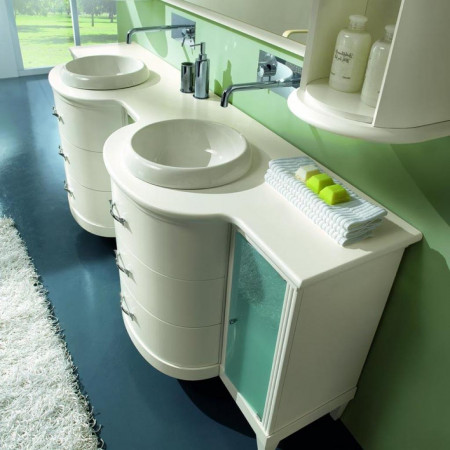 Mobile con doppio lavello decor 6, dettaglio top acrilico