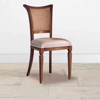 Sedia schienale paglia fondino tessuto legno massello