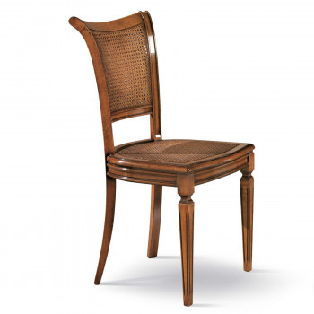 Sedia Sofia in legno e paglia con schienale sagomato