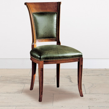 Sedia Arca in legno massello con rivestimento in pelle