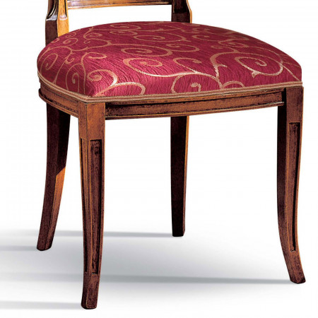 Sedia Arca in legno massello di faggio con tessuto rosso decorativo
