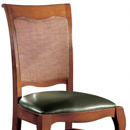 Sedia Vanity legno di faggio, dettaglio schienale paglia