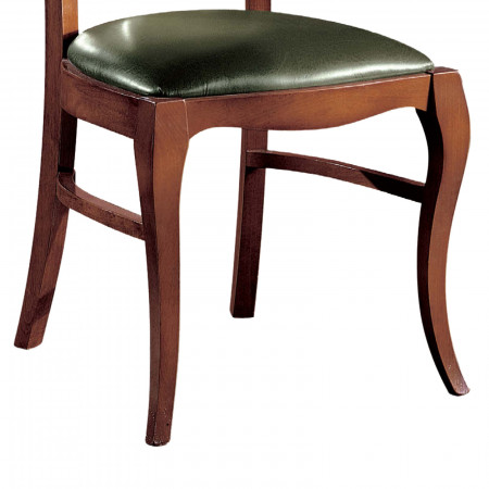 Dettaglio sedia Vanity ecopelle legno massello