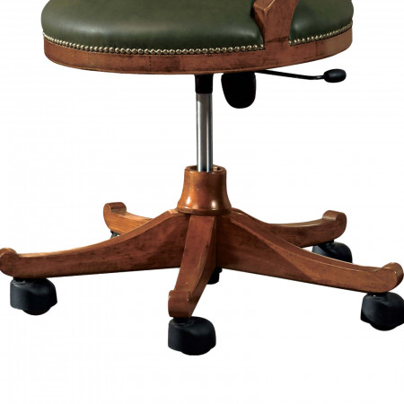 Poltrona girevole dettaglio base in legno faggio con ruote