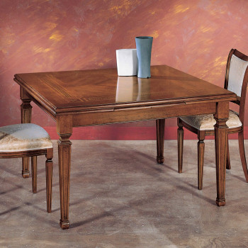 Tavolo scacchi allungabile, dettaglio legno noce