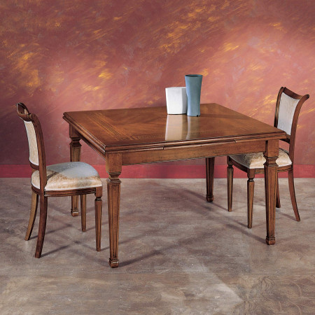 Tavolo scacchi allungabile legno noce con intarsi