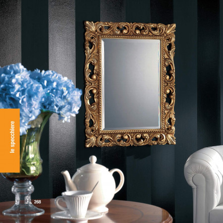 Specchiera lavorata con foglia oro, cornice a spirale
