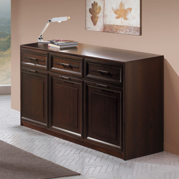 Madia con ante e cassetti in legno scuro