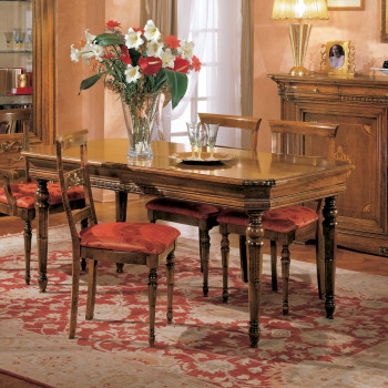 Tavolo rettangolare allungabile con intarsi in acero