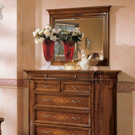 Specchiera con cimasa, legno toulipier, cornicione intagliato