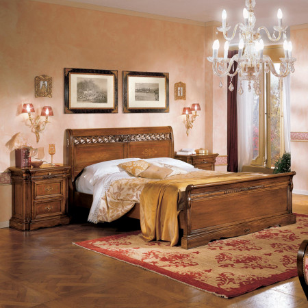 Camera da letto classica intarsiata con armadio