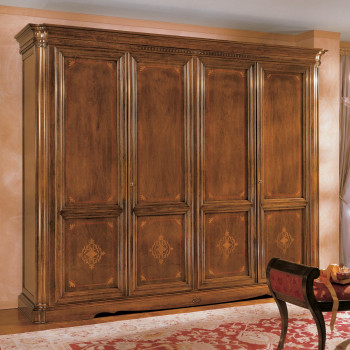 Armadio 4 ante intarsiato spalle sagomate intarsio acero