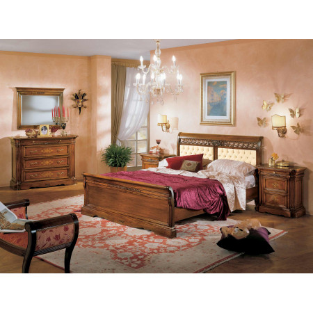 Camera da letto completa con armadio e intarsi in legno